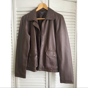 Chaps Brown 100% Genuine Leather Jacket